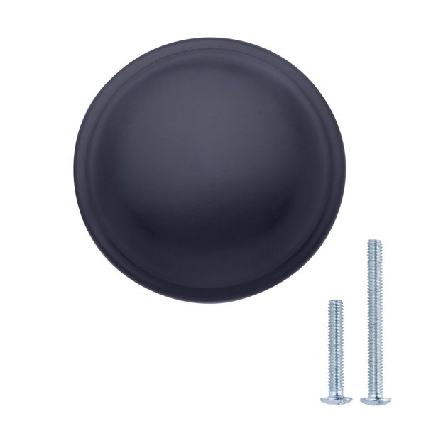 South Main Hardware 1-1/4 in. Flat Black Traditional Round Mushroom Cabinet Knob 25PK SH2811-FB-25